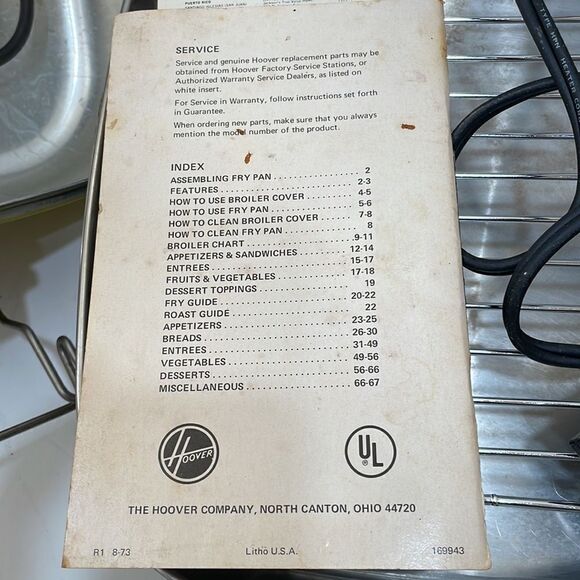 VINTAGE‎ 70s HOOVER STAINLESS STEEL YELLOW FRY PAN WITH BROILER LID - Picture 10 of 16